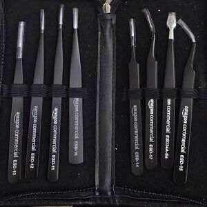 Amazon Commercial 9 piece Stainless steel tweezer set